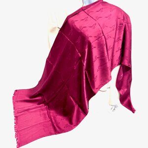 VG TChristian Dior Soft 100% Silk Scarf Rayon/Satin 66"X 20" Bugendy  Fringe( 23